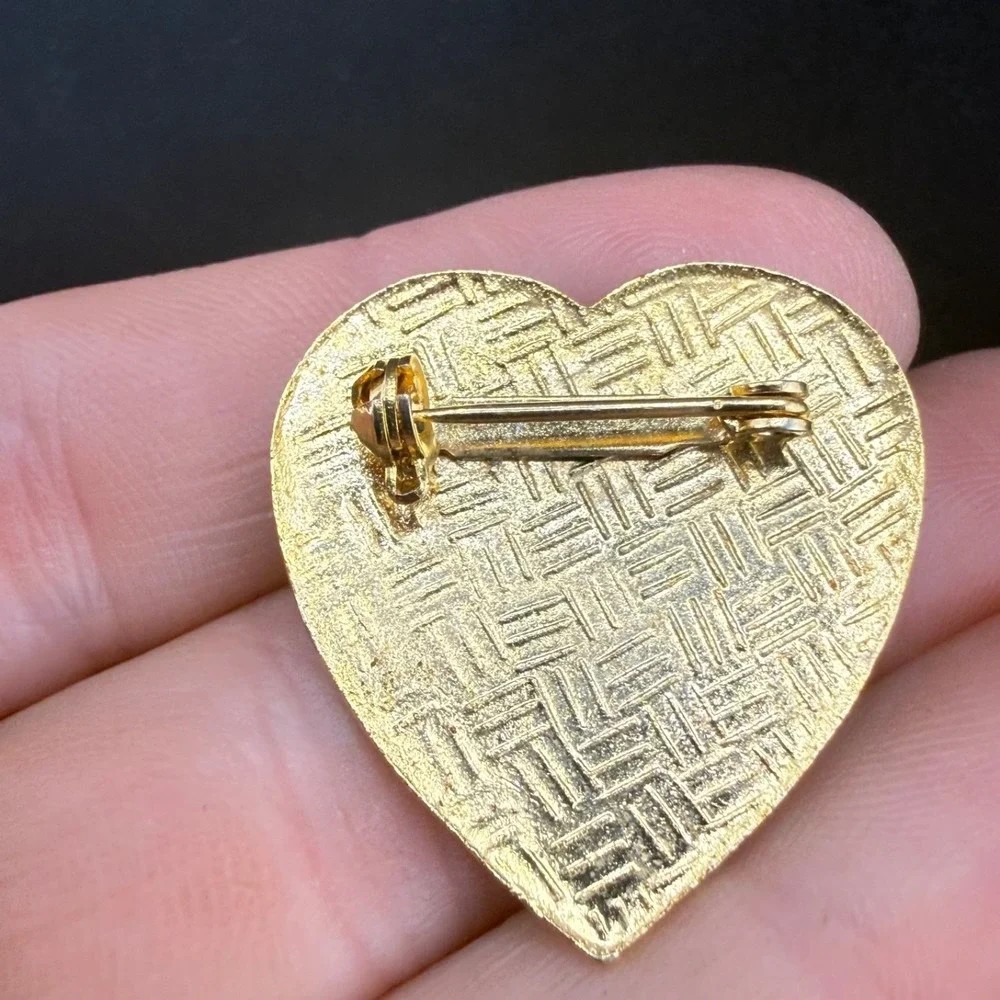 Vintage Cloisonne Enamel Heart Brooch Pendant Lot Gold‎ Tone